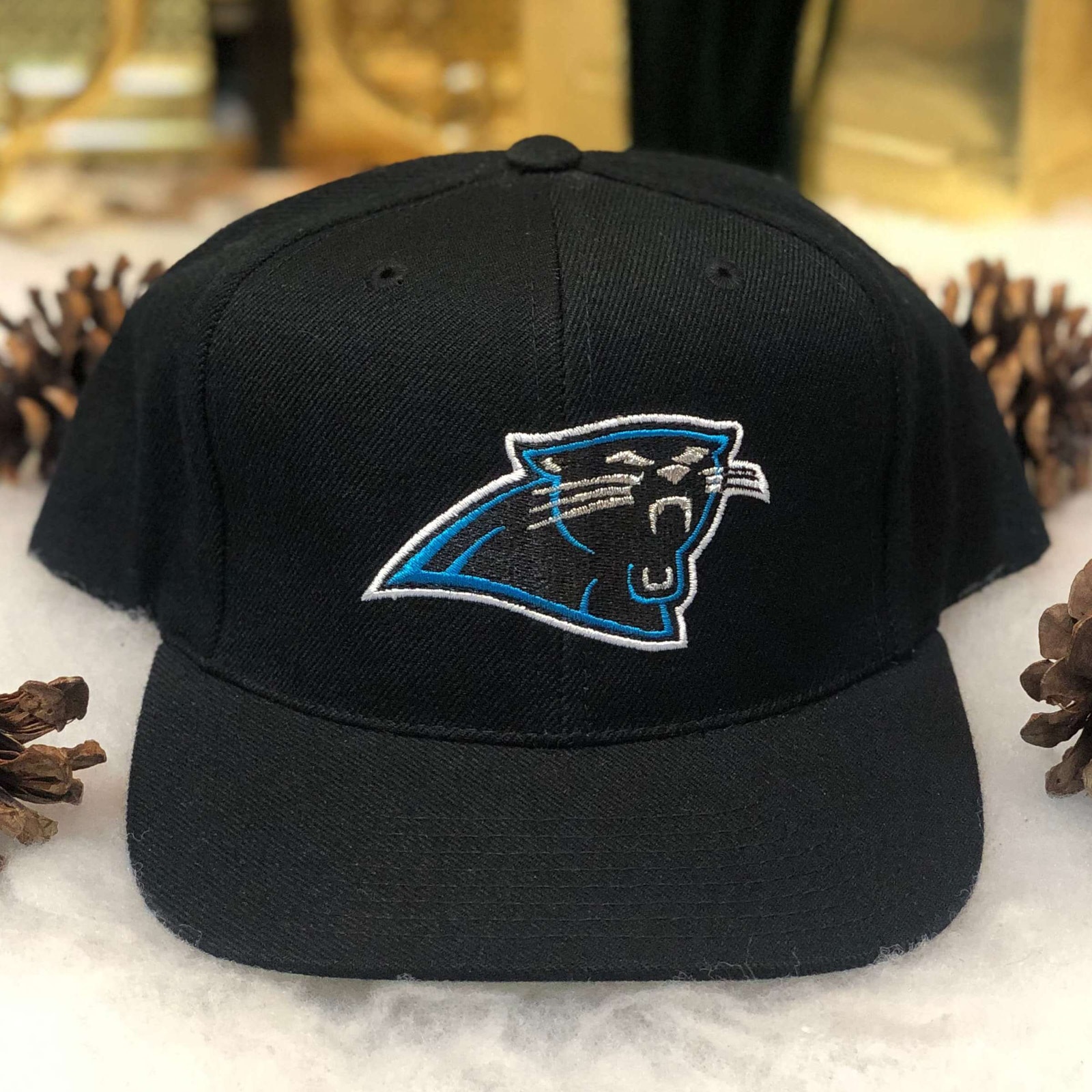 Vintage NFL Carolina Panthers Football American Needle Wool Snapback Hat Black
