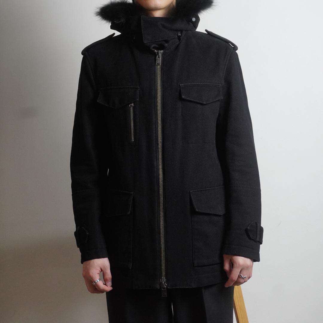 CK Calvin Klein Fur Hood Military Jacket Black/UW420