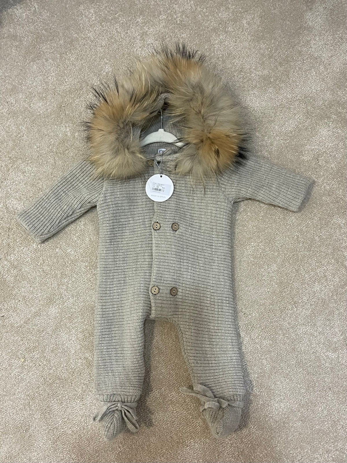 Mebi pramsuit Beige real racon fur