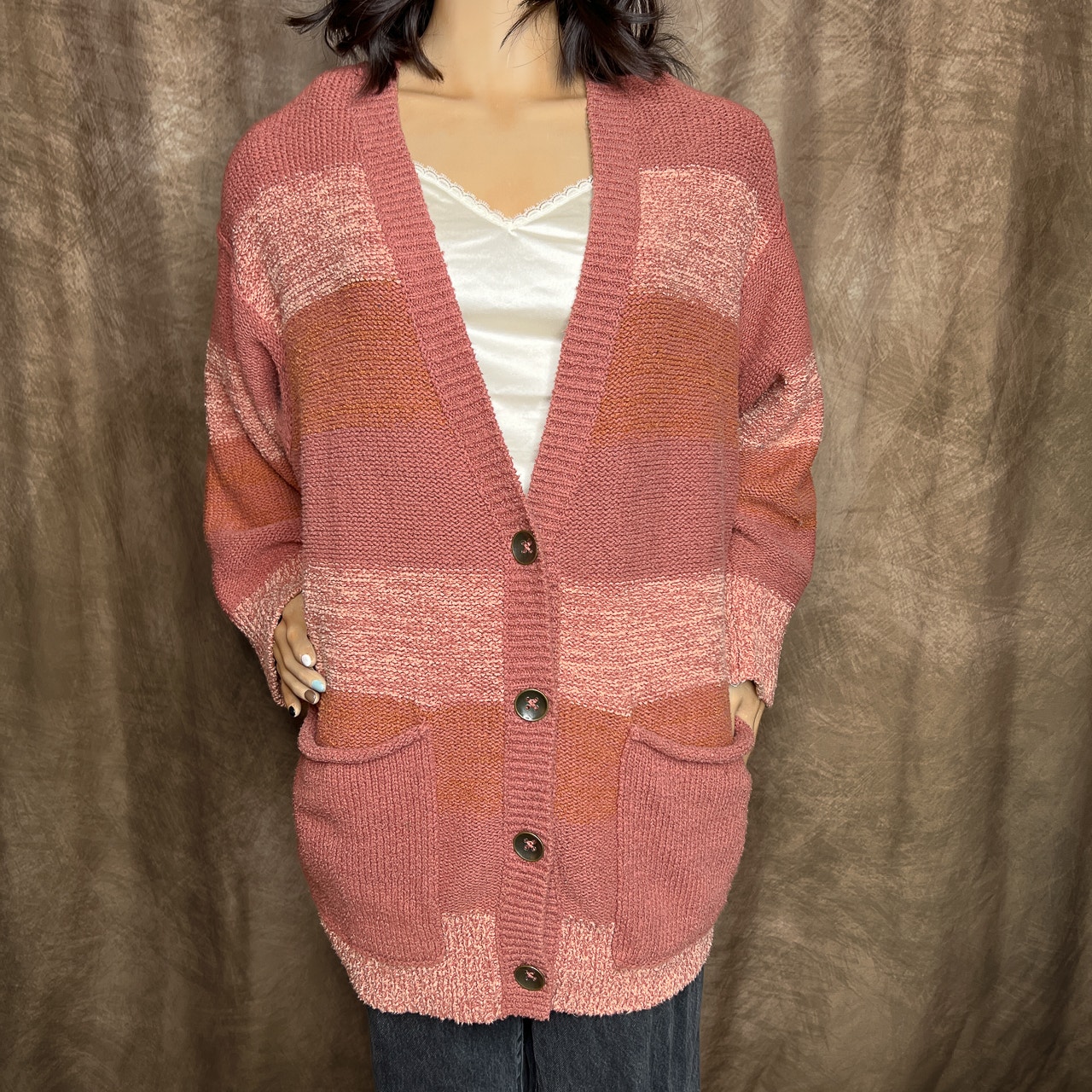 Free People Southport Beach Cardigan Sweater Pink Oversized Women's XL Bohemian