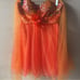 Unique Vintage Let’s Fashion Orange/Pink Sequin Sweetheart Bust & Organza Dress