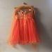 Unique Vintage Let’s Fashion Orange/Pink Sequin Sweetheart Bust & Organza Dress