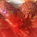 Unique Vintage Let’s Fashion Orange/Pink Sequin Sweetheart Bust & Organza Dress