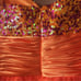 Unique Vintage Let’s Fashion Orange/Pink Sequin Sweetheart Bust & Organza Dress