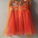 Unique Vintage Let’s Fashion Orange/Pink Sequin Sweetheart Bust & Organza Dress