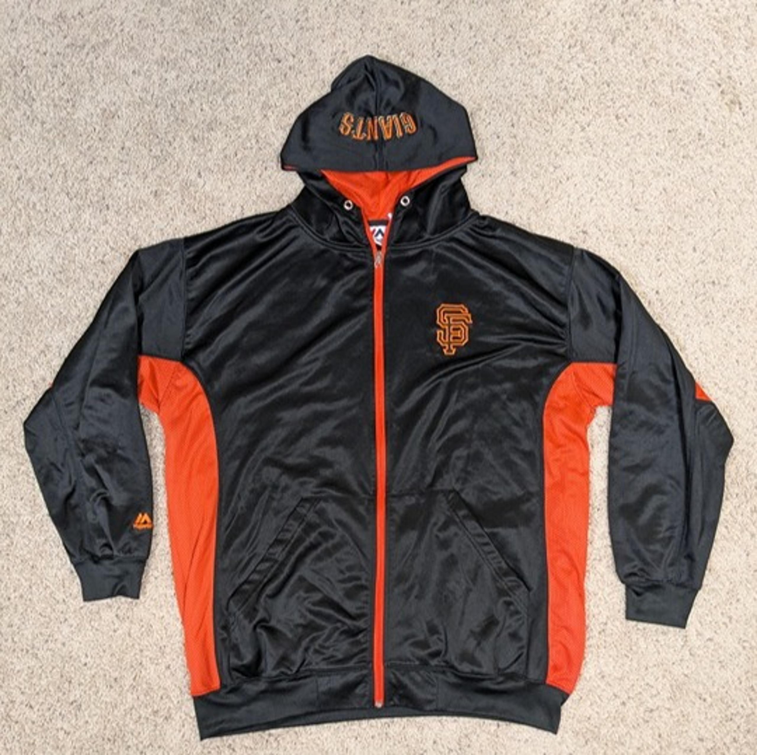 San Francisco Giants Jacket Mens 2XL XXL Black Majestic Hoodie Full Zip Hooded