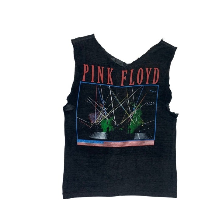Vintage 1987 Pink Floyd T-Shirt Tank Top Cut Black Tour Concert Single Stitch