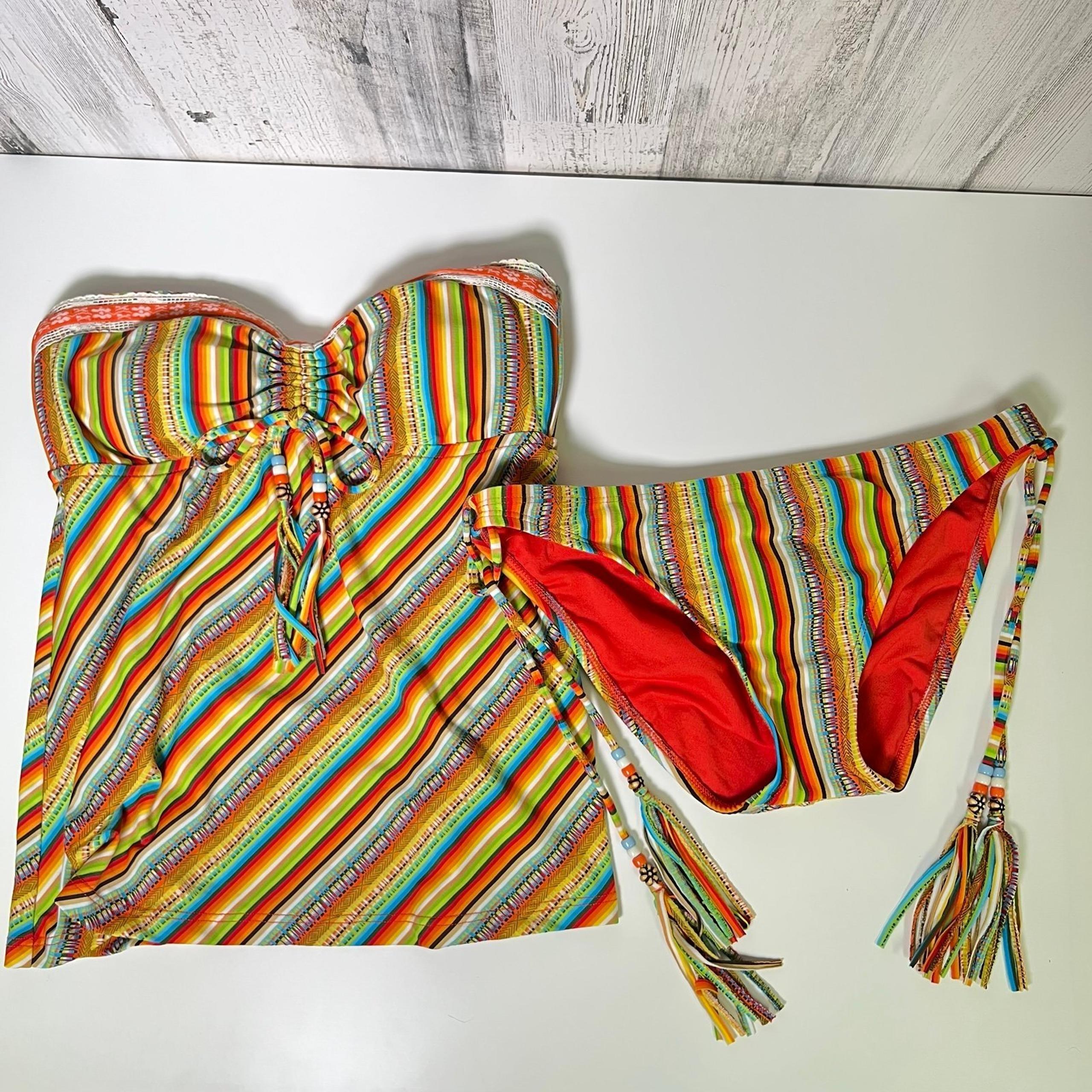 Lucky Brand Santiago Swimsuit - Sunrise Strapless Bandeau - Cruise - Sz S / M