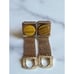 Tiger's Eye Gold Tone Mesh Metal Cufflinks Vintage 1970's