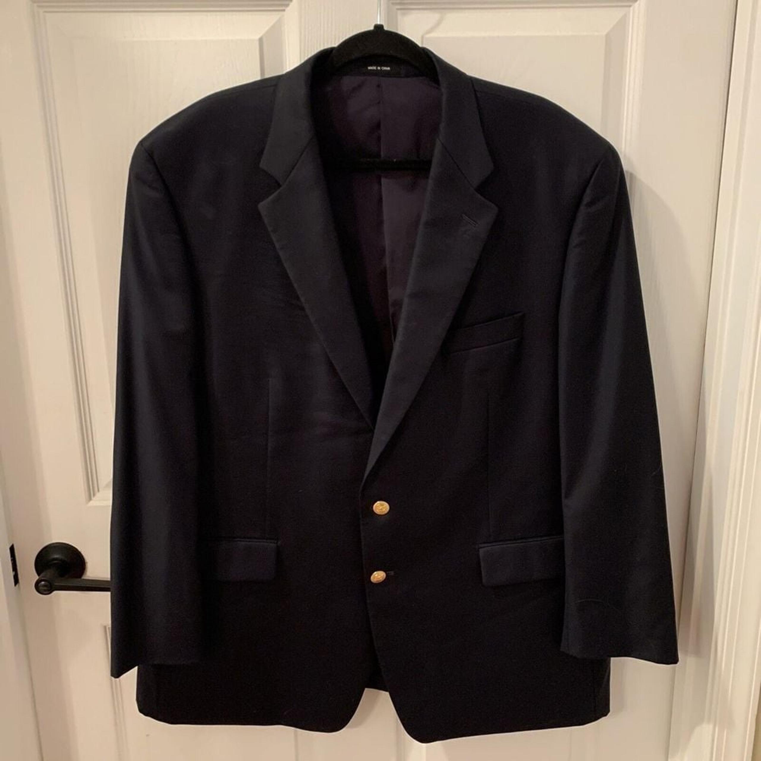 Lauren Ralph Lauren Mens Blazer Blue 46L Sport Coat Suit Jacket Gold Button
