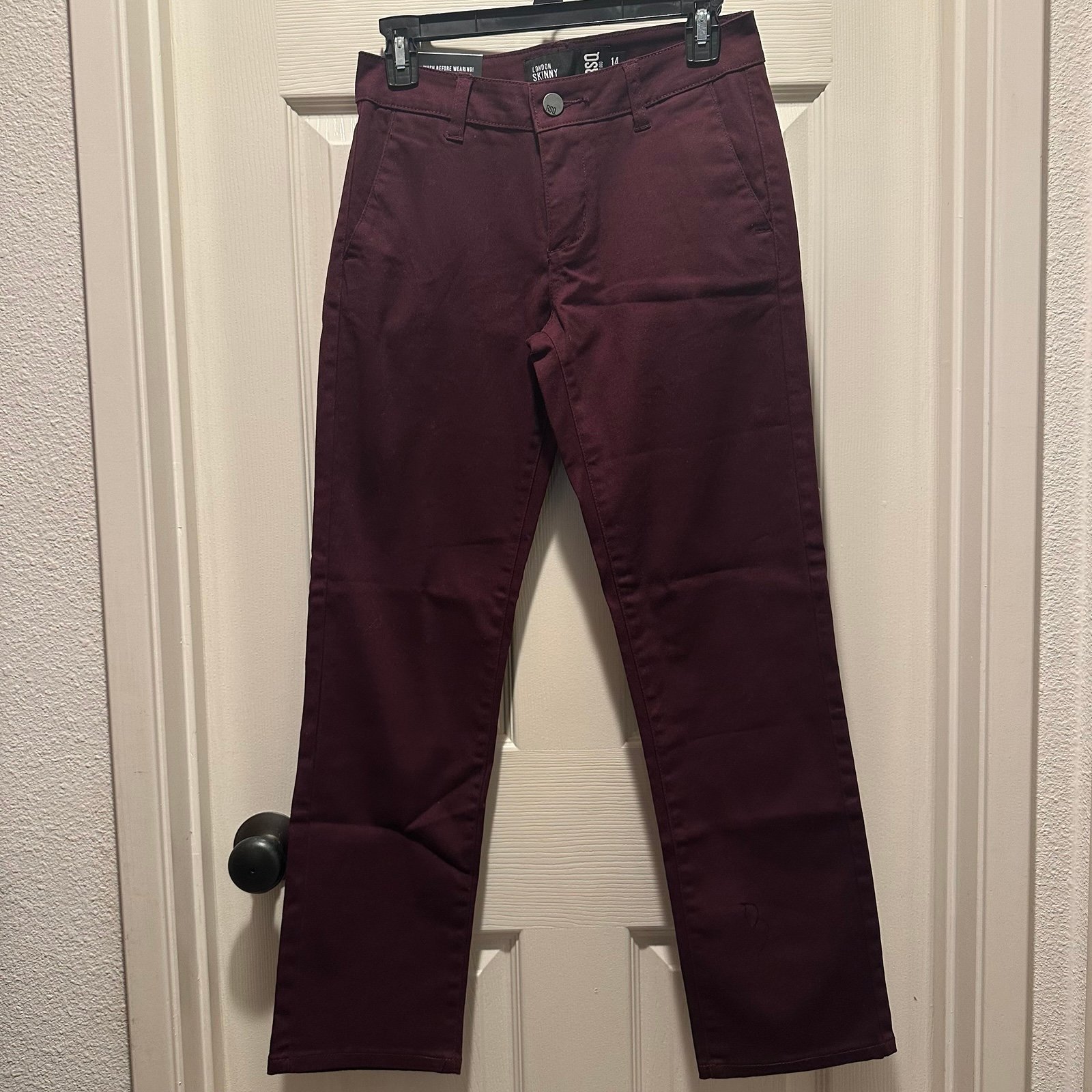 RSQ Boys Burgundy London Skinny Chino Pants Size 14