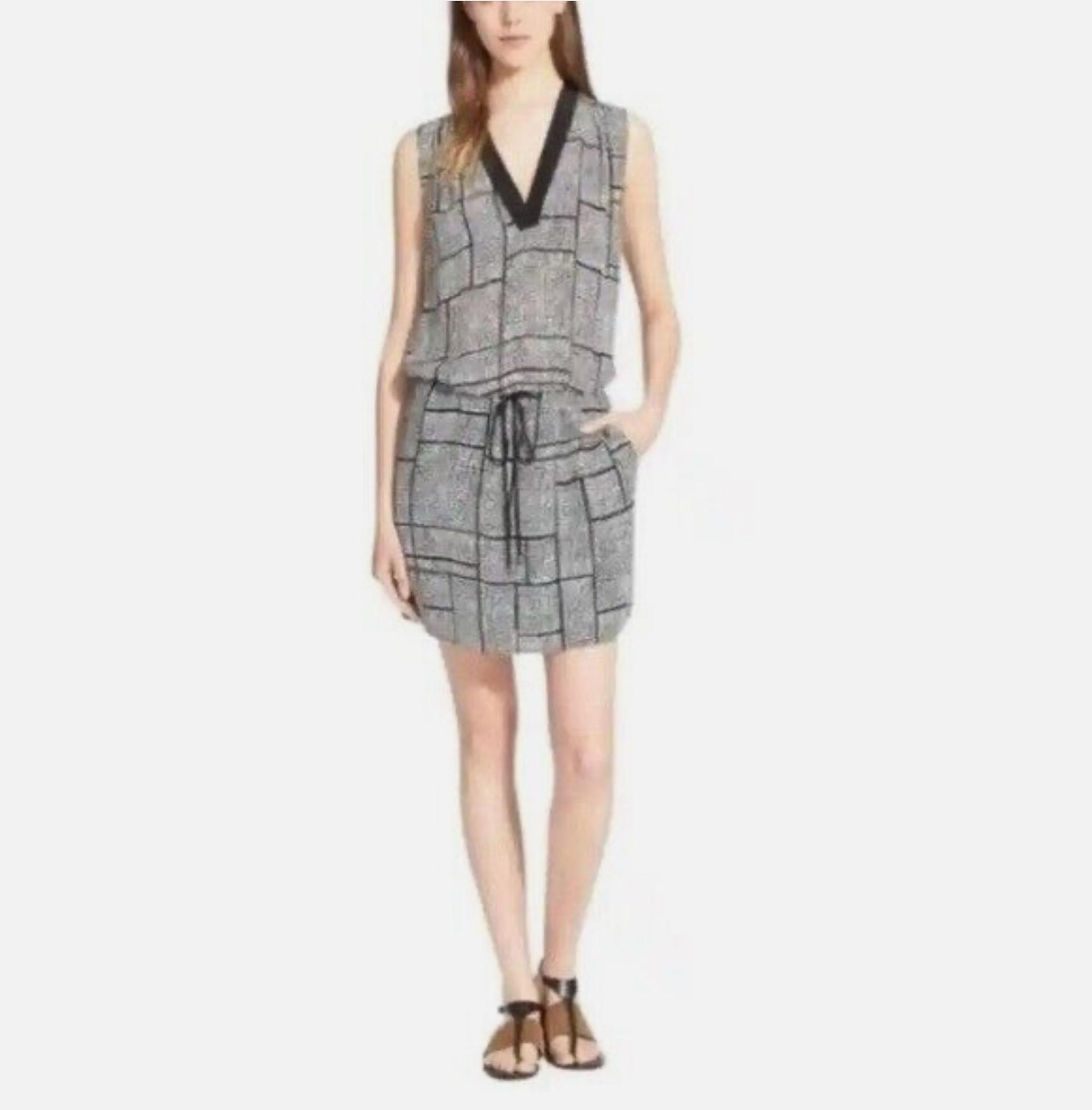 Vince Women's Sleeveless V- Neck A-Line Mini Dress Size Small