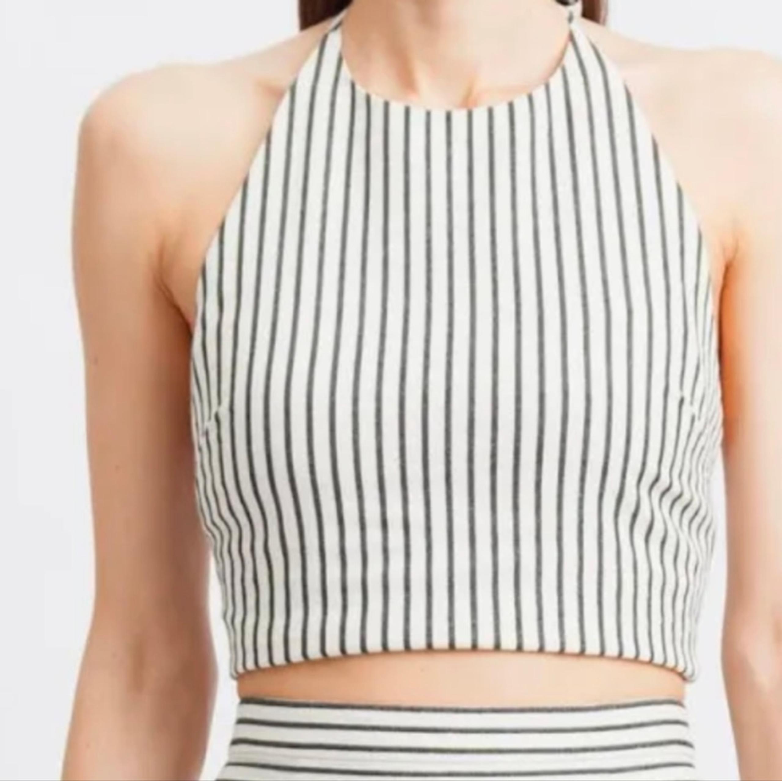 Alice & Olivia Halter Striped Crop Top Size 2
