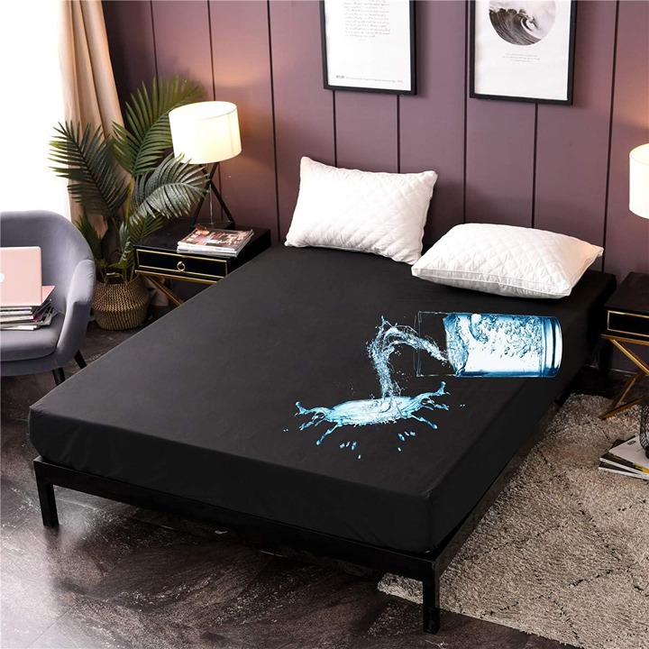 Black Waterproof Mattress Protector Cover