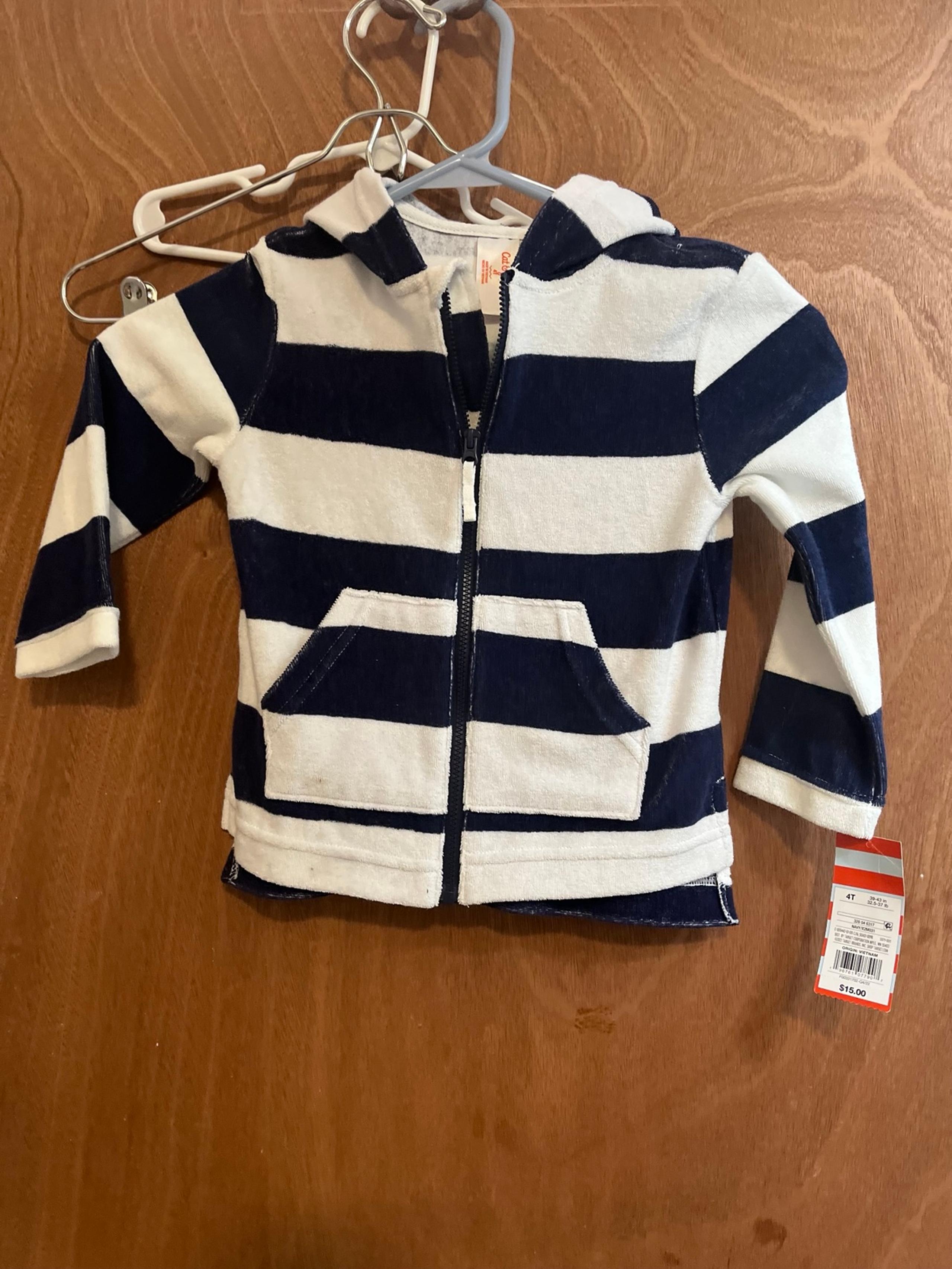 Hoodie Blue and White Terry Cloth size 4T by Cat & Jack