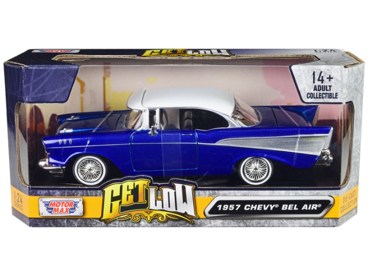 1957 Chevrolet Bel Air Lowrider Candy Blue with White Top Get Low Series 1/24