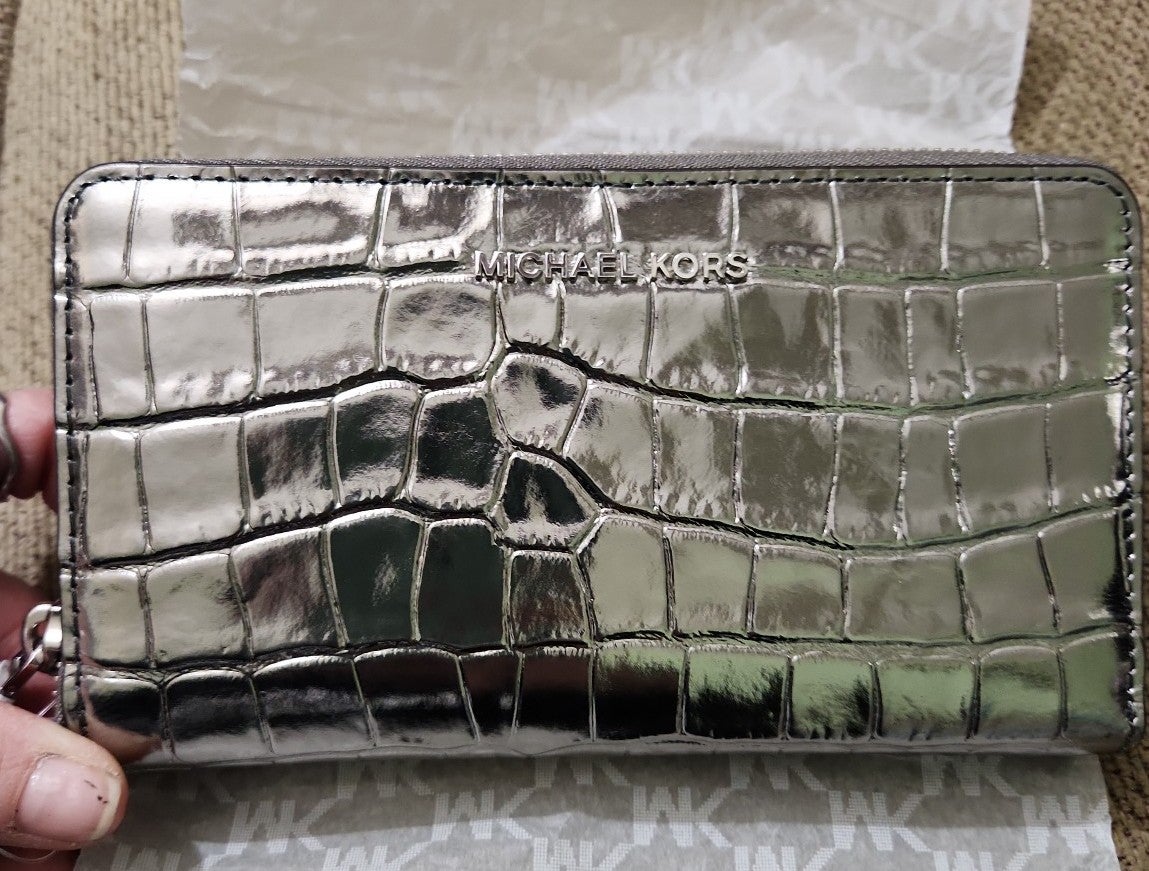 Large Michael Kors Gunmetal Phone Case/Wristlet