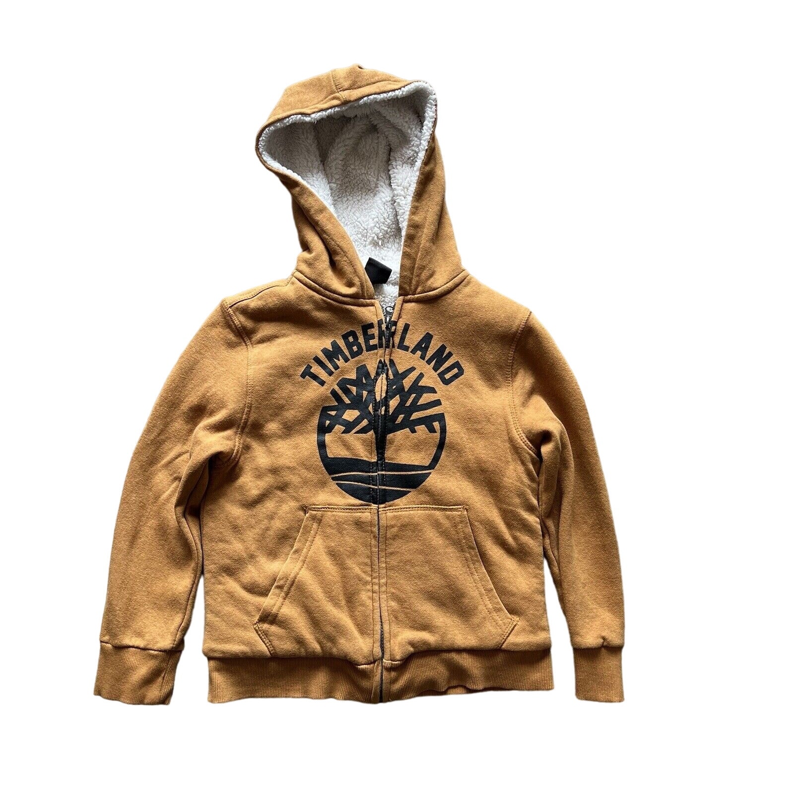Timberland Boys' Sherpa Wheat Tan Fleece Zip Hoodie Size Small 8