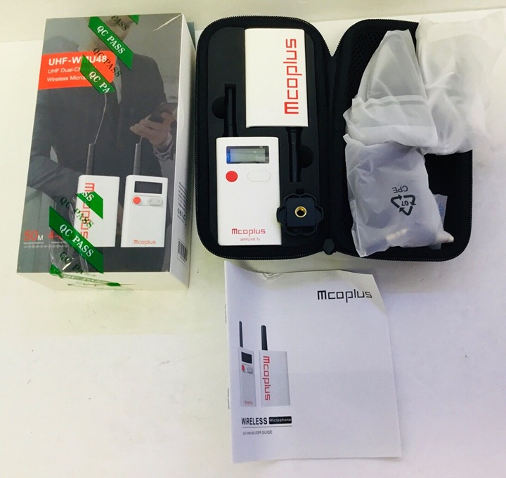 Eujgoov Mcoplus UHF-WMU48 Wireless Clip on Microphone Microphone w Transmitter