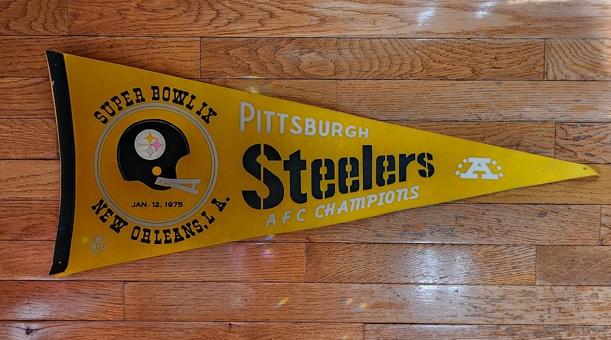 Vintage Pittsburgh Steelers 1975 Super Bowl Pennant