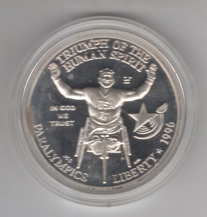 1996 P WHEELCHAIR COMMEMORATIVE DOLLAR GEM PROOF DEEP FROSTY WHITE COIN