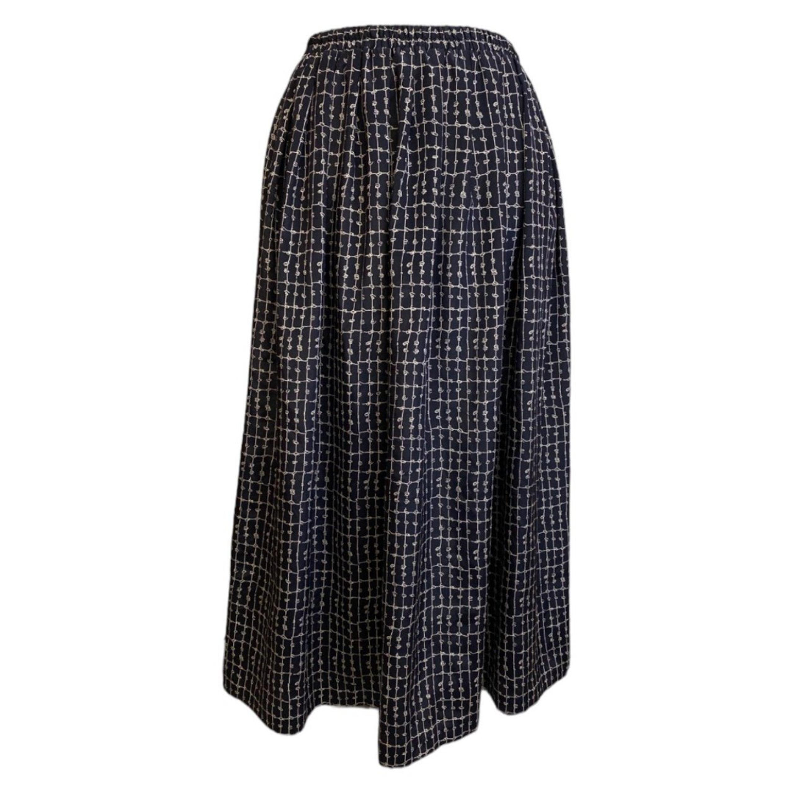 Vtg LESLIE FAY Black/White A-line midi skirt Elastic Waist Size 12