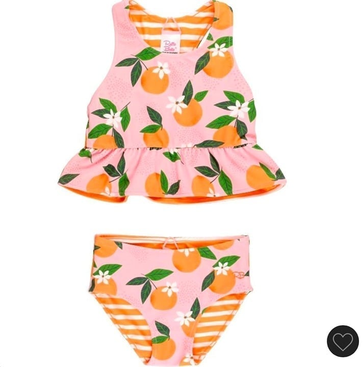 Pink & Orange Reversible Peplum Tankini Baby Swimsuit