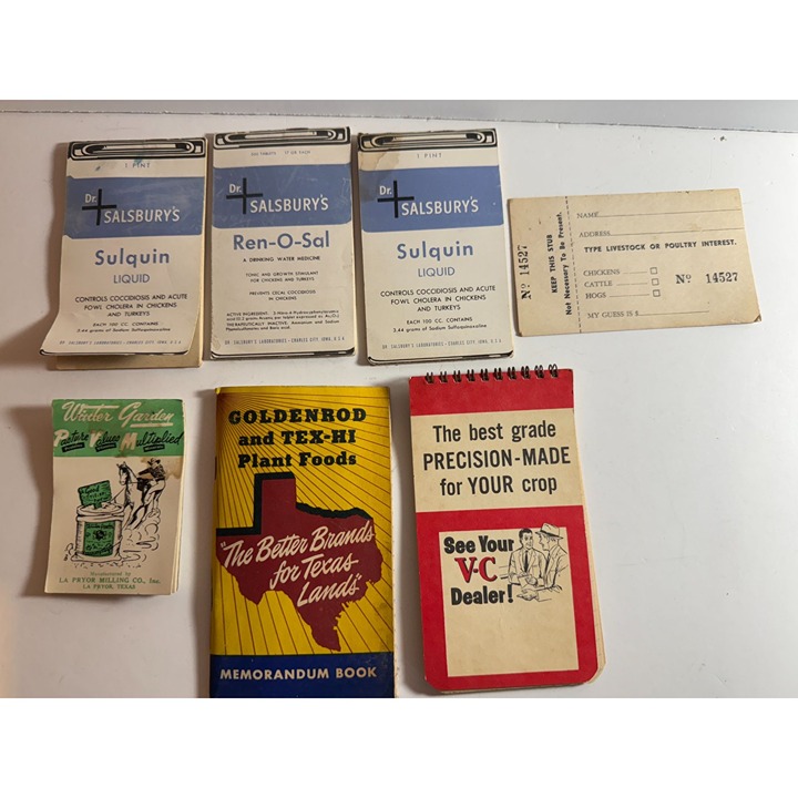Vintage Advertising Notepads VC Fertilizers Tex Hi Plant Food Farmers Lot READ
