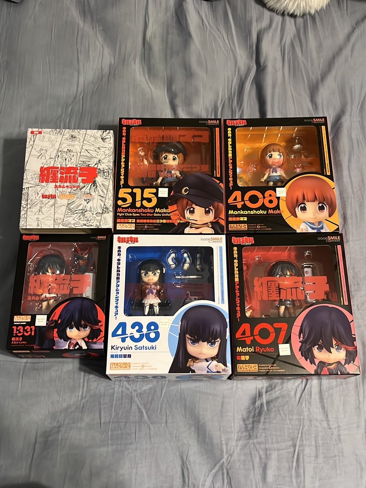 Kill La Kill Nendoroids Ryuko, Ryuko jacket, Satsuki, Mako, Mako fight club