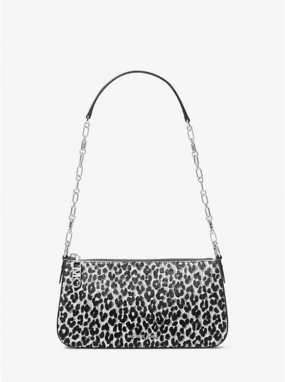 Michael Kors Empire Medium Leopard Print Calf Hair Chain-Link Pochette
