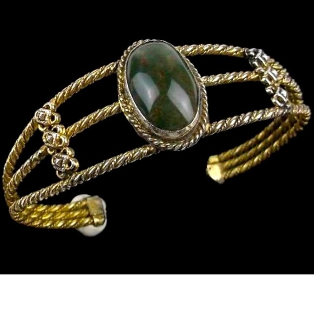 Vintage Gold Wash Turquoise Cuff Bracelet size 7.5” - 9”