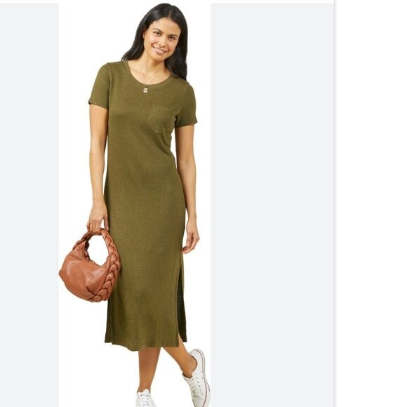 NWT Outerknown Neptune Tee Dress Olive Green Medium