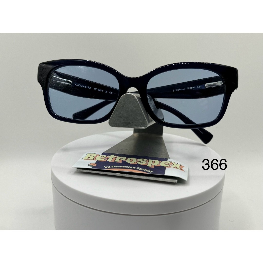 Vintage Y2K Sunglasses NOS 2000s Blue Lens Coach HC6009 Blue Rectangle Zyl Frame