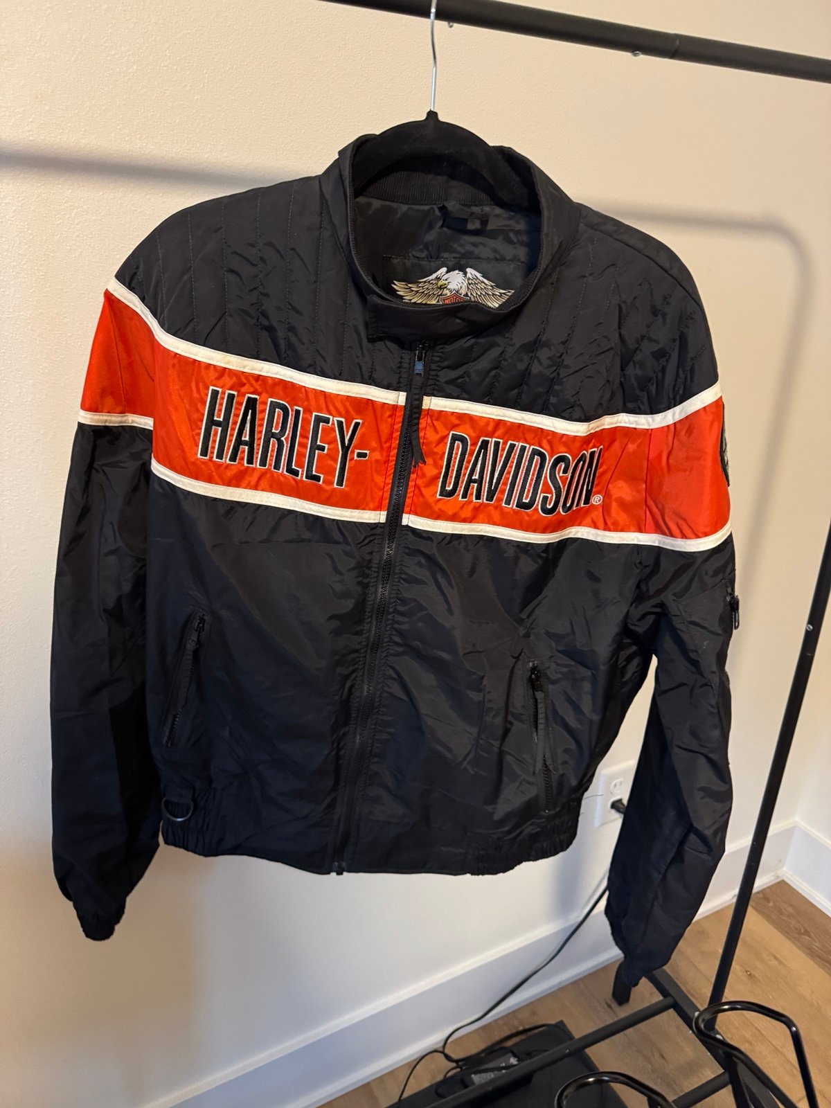 Harley Davidson Men's Orange and Black Jacket