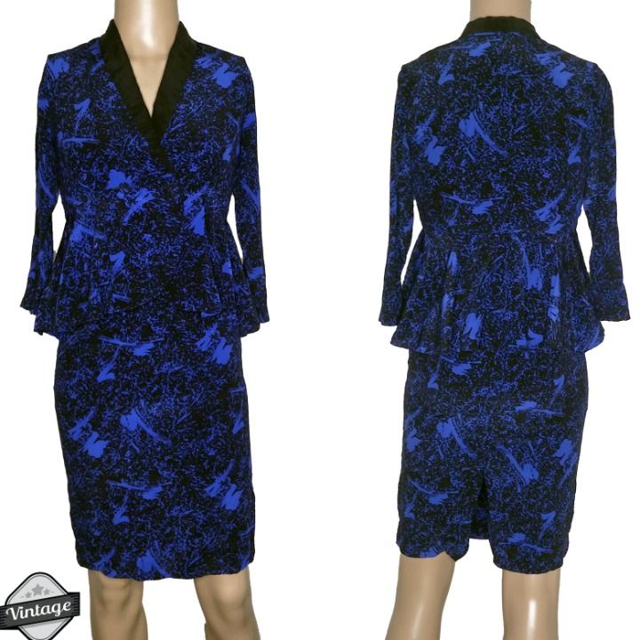 Vintage 2 Pc Silk Skirt Suit Set