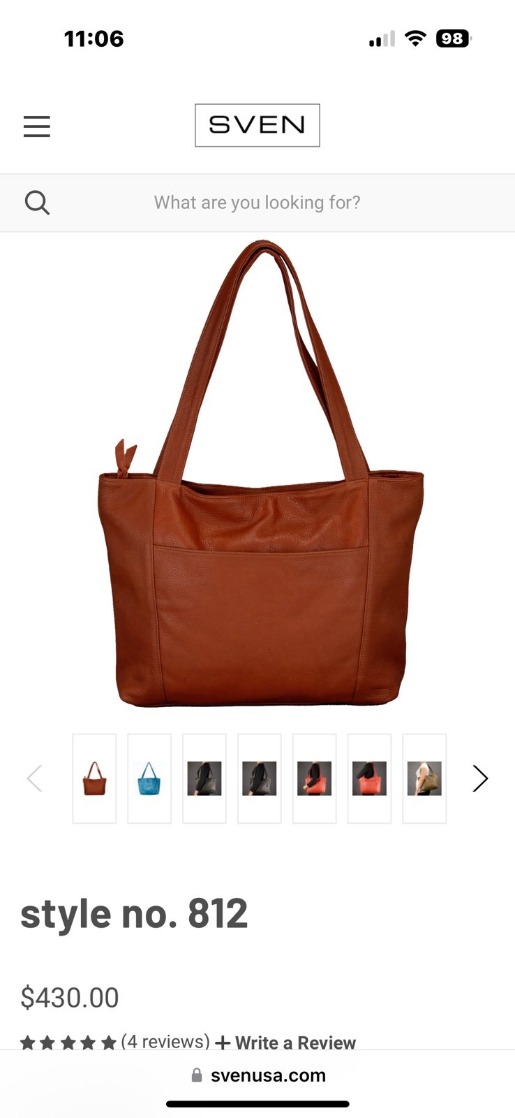 Soft leather purse, tote bag. Handmade at SVEN studio in Berkeley, California.