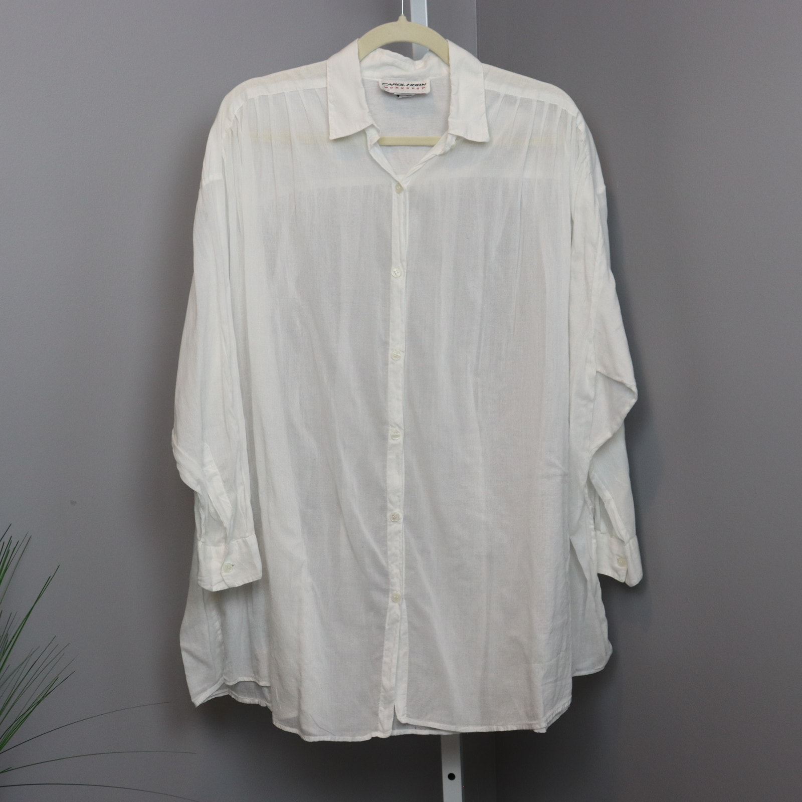 Vintage Carol Horn Workshop White Cotton Button Down | One Size | Made in India