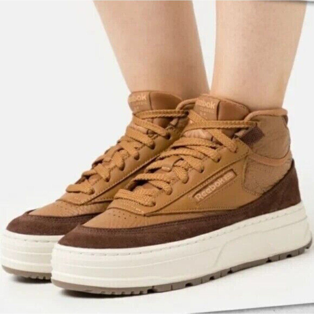Reebok Club C Geo Mid Brown Platform Sneakers New without Box Womens Size 9.5