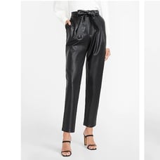 Express Vegan Leather Belted Ankle Pant