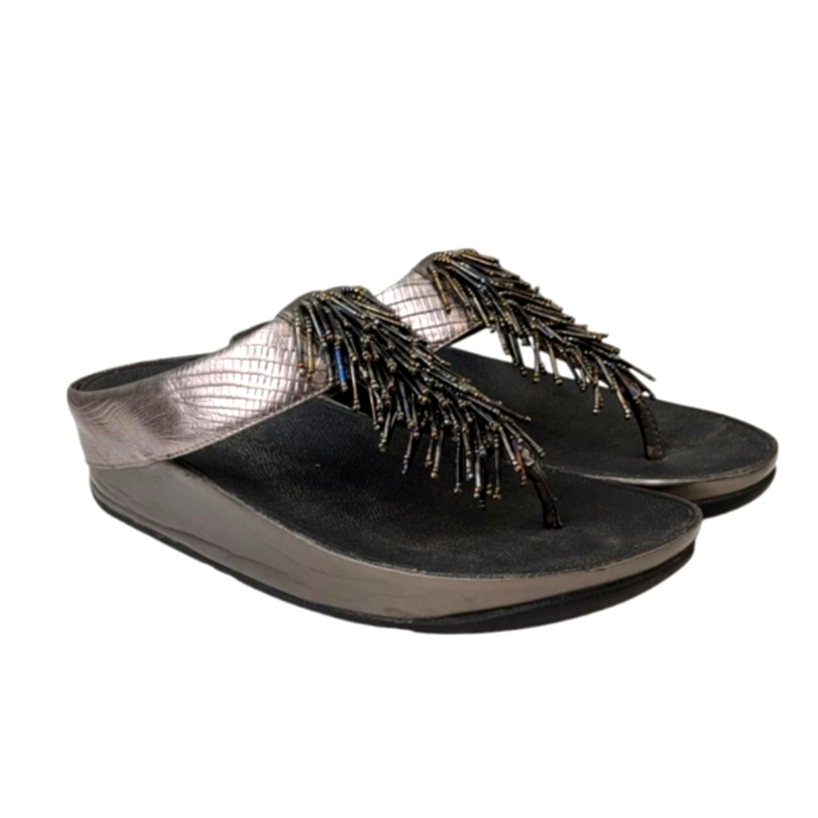 Fitflop Cha Cha Fringe Toe Post Sandals GUC Size 7 S3387