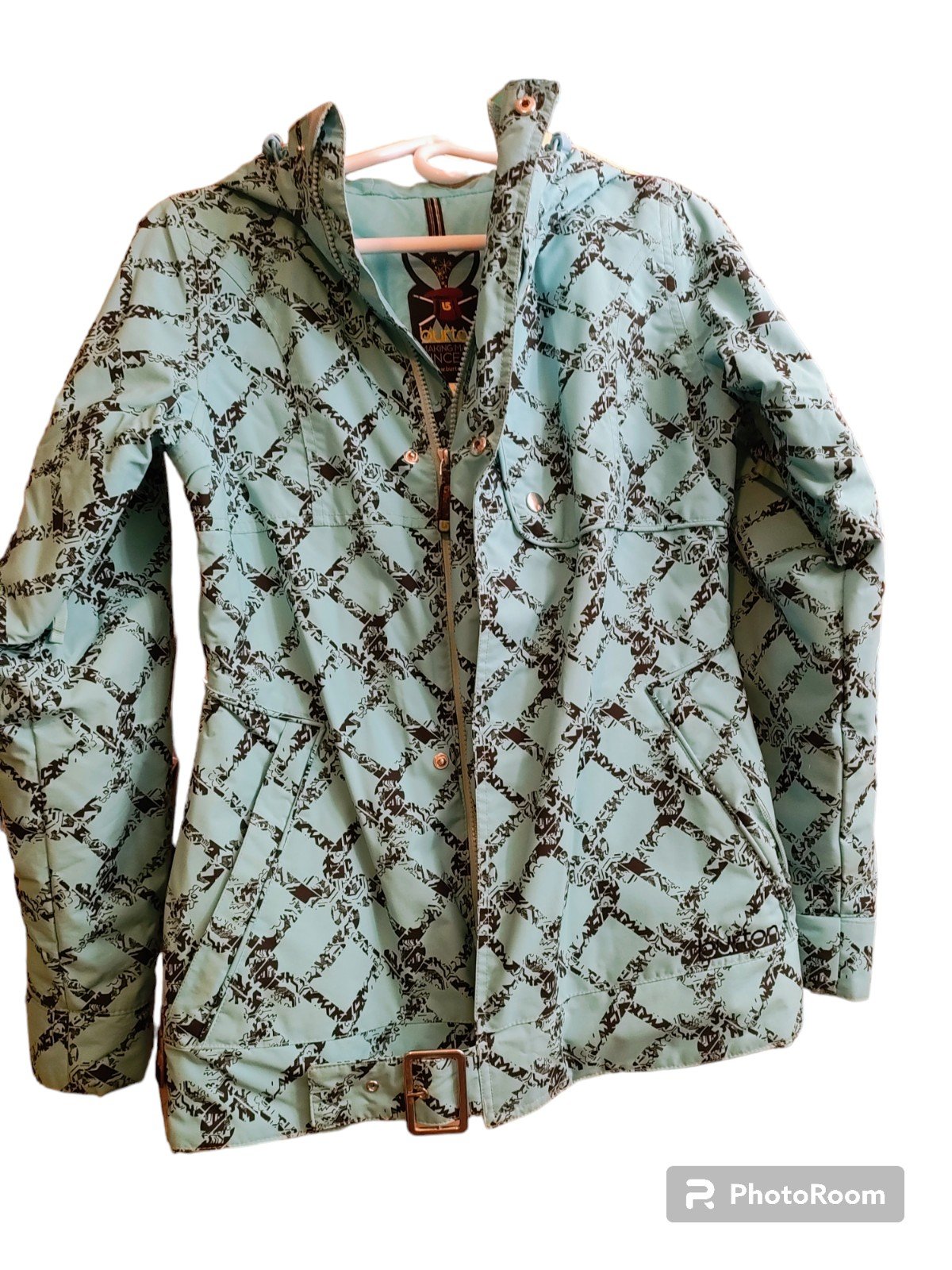 Burton woman's jacket size small teal/black