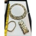 Jewelry golden necklace and bracelet set - vintage chuncky open link statement n