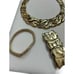Jewelry golden necklace and bracelet set - vintage chuncky open link statement n
