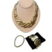 Jewelry golden necklace and bracelet set - vintage chuncky open link statement n