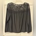 St. John Silk Blouse | Lace Neck Yoke Shoulders | Size 6 | Black Top