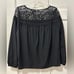St. John Silk Blouse | Lace Neck Yoke Shoulders | Size 6 | Black Top