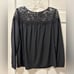 St. John Silk Blouse | Lace Neck Yoke Shoulders | Size 6 | Black Top