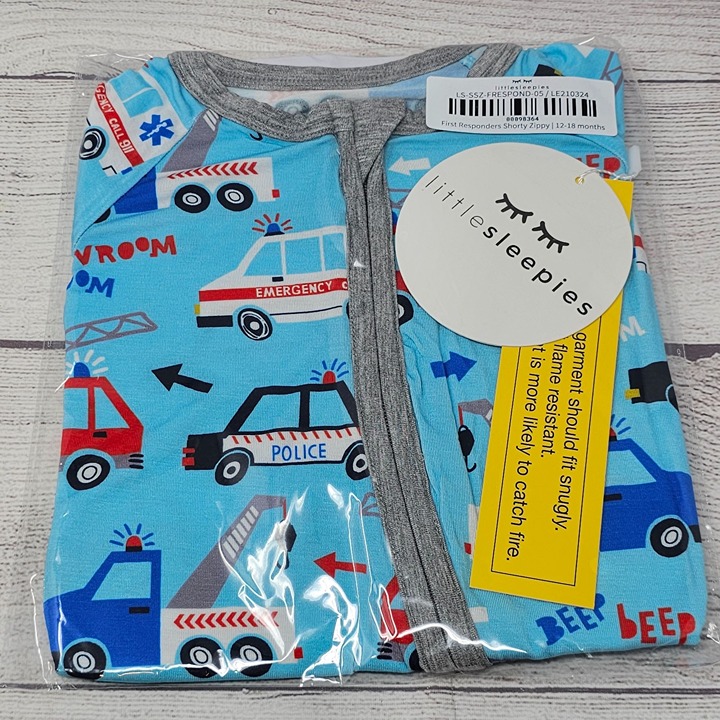 NIB Little Sleepies First Responders Shorty Zippy Size 12-18 months