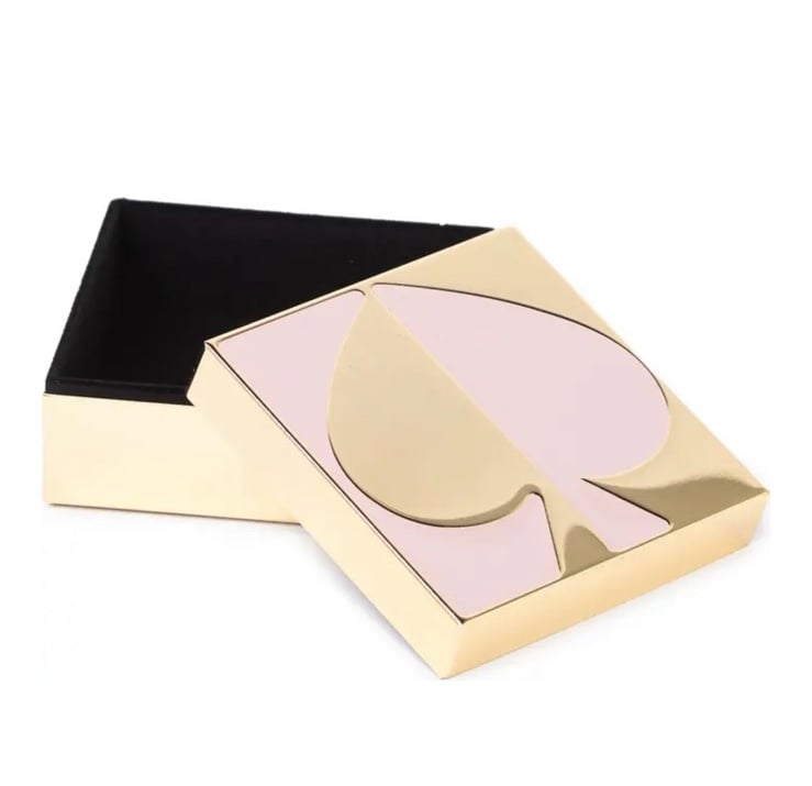 Kate Spade velvet lined gold pink enamel keepsake box new