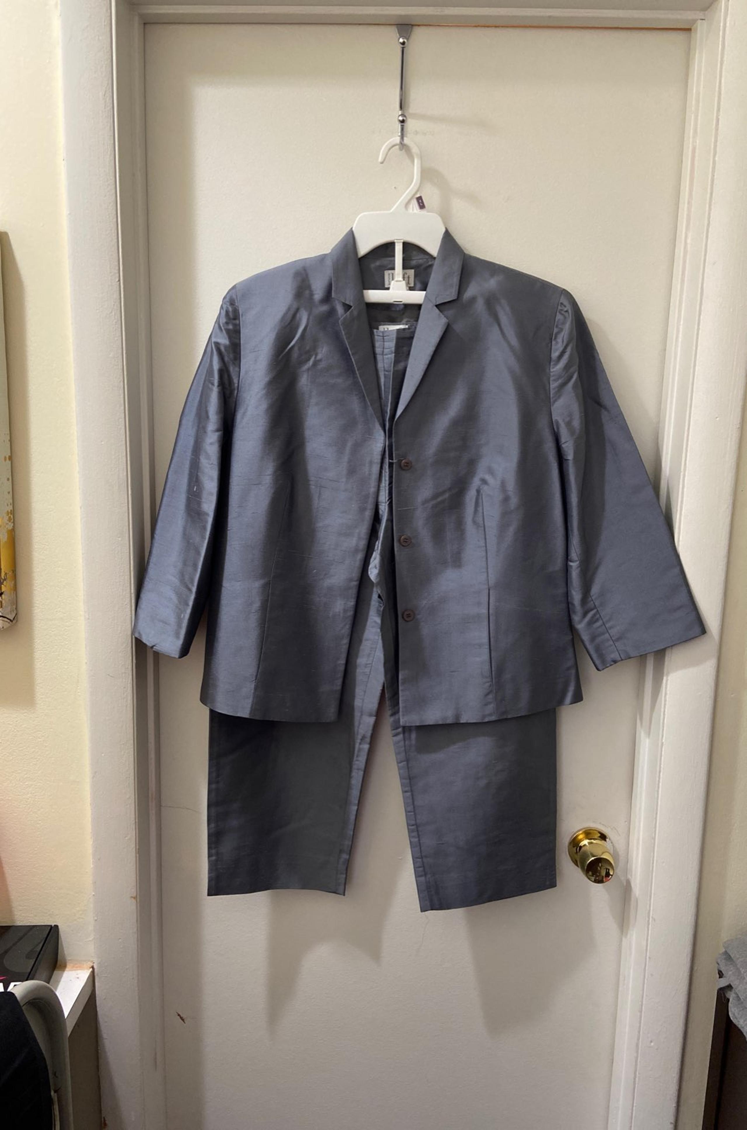 Ann Taylor LOFT Grey Silk Suit